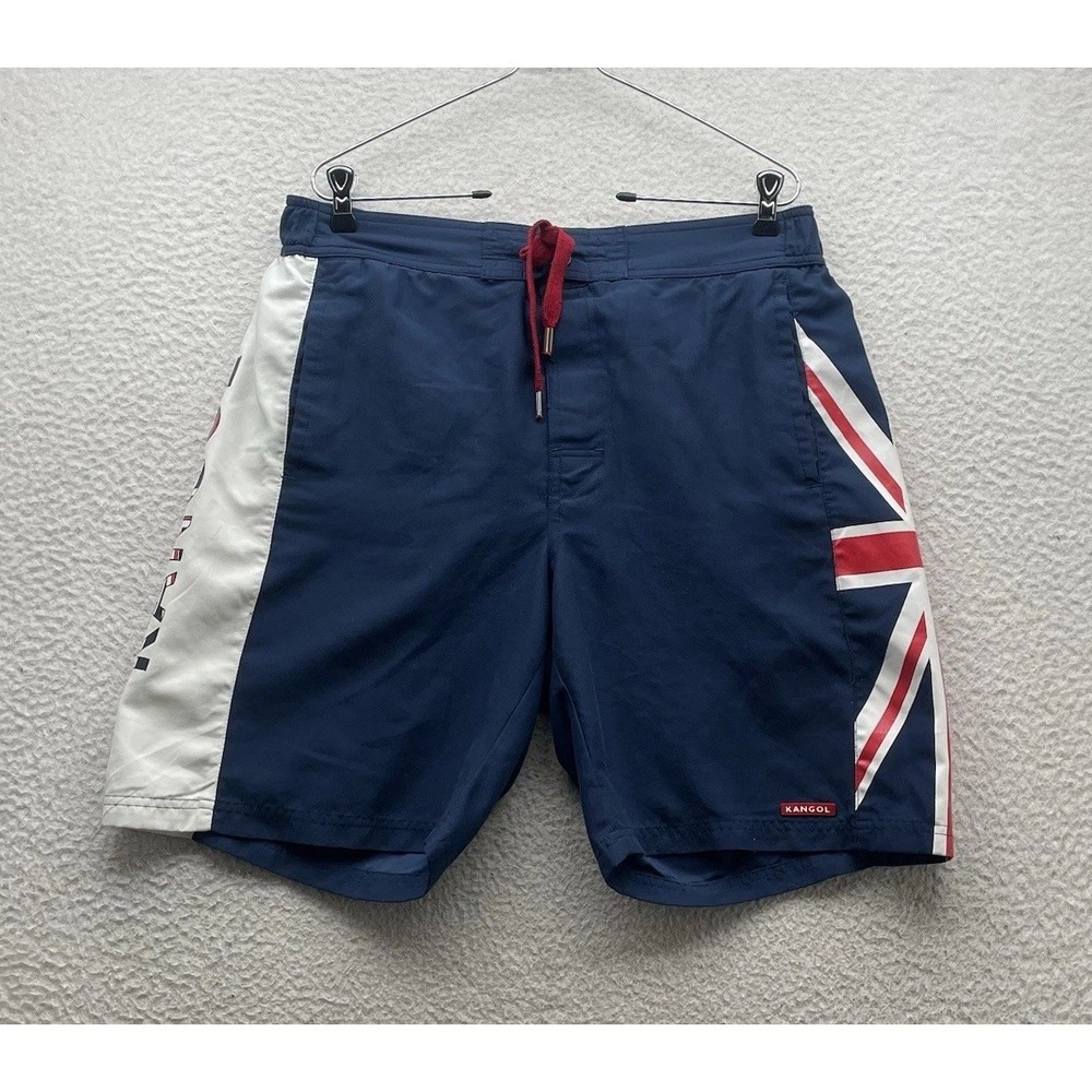 Kangol Bathing Suit Mens Large L 9" Mesh Lined British Brittain Flag Trunks UK